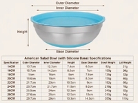 Ensemble de saladiers en acier inoxydable de style américain avec base en silicone, design moderne et minimaliste, cadeau d'affaires, bols avec couvercles emboîtables