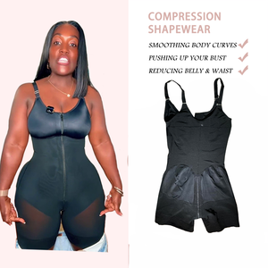 Shapewear a compressione elevata per donna, Fajas Colombianas Stage 2/3, con cerniera e reggiseno integrato, per sollevamento glutei e modellamento completo del corpo - Product Image 1