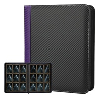 Porte-cartes professionnel MIO 9 poches en cuir PU à motif fibreux 360+ avec fermeture éclair, emplacements pour photos et cartes de visite