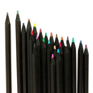 Ensemble de crayons de couleur en bois noir de haute qualité, 12 à 24 couleurs, dans un tube en papier, boîte en papier - Product Image 3