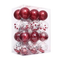 24 Stück Plastik-Weihnachtskugeln zur Dekoration des Weihnachtsbaums und für die Heimdekoration, 6cm 8cm, Frohes Neues Jahr Ornamente