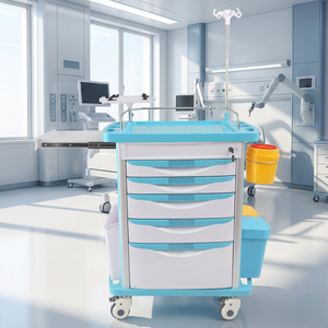 Chariots d'urgence en <span class=keywords><strong>plastique</strong></span> ABS pour hôpitaux, chariot médical de petite taille, avec plateau, pôle iv, BT-EY001b - Product Image 4