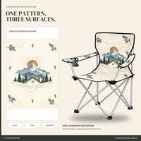 Chaise de camping en gros Camp Master avec accoudoir unique, porte-gobelet et logo et motif personnalisés pour hôtel de montagne