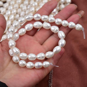 Natural Handmade White Rice <b>Beads</b> <b>Large</b> Coreless 9-10 Holes Threaded & Scattered DIY Semi-Finished Pearls - Product Image 1