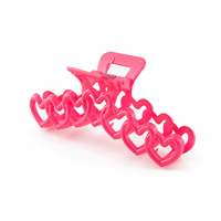 13cm Saint Valentin Y2k Style Fille Mode Rose Couleur Creux Géométrique Coeur Pinces À Cheveux Femmes Cheveux Griffe Requin Clip
