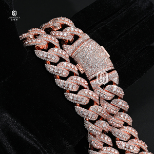 Collier Chunky pour Homme, Chaîne Cubaine Solide Hip Hop 24mm, Plaqué Or Rose, avec Zircons, Grand Modèle à Maillons Épais - Product Image 1