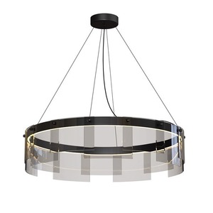 Nordic Style Cross-Border LED Chandelier for Living <b>Dining</b> Room Minimalist Geometric Bedroom <b>Light</b> Curved Glass Ring for Villas - Product Image 1