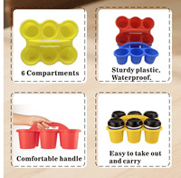 Plateau de rangement portable empilable 6 compartiments pour l'école, en PP durable, design minimaliste, capacité 1,5 L, idéal pour les activités artistiques des enfants en classe