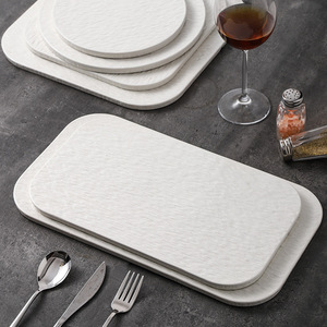Piatto di bistecca in ceramica con motivi di roccia bianca quadrata e rotonda piatto di sushi per la casa o il ristorante stoviglie piatte dell'hotel - Product Image 3
