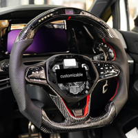 Volant en fibre de carbone avec écran LED, cuir perforé et palettes de changement de vitesse pour Volkswagen Golf MK7 MK7.5 GTI R - Kit de mise à niveau OEM