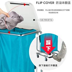 Hepo LQX100012-18 rác chủ khung kim loại thép cản trở đứng nhiệm vụ nặng nề rác giỏ hàng công suất lớn giặt y tế xe đẩy - Product Image 5