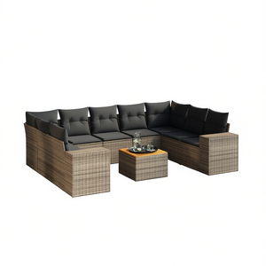 Grey Garden <b>Sofa</b> <b>Set</b> With Cushions UV Resistant PE Rattan Outdoor Furniture Contemporary Design Waterproof Garden Use - Product Image 1