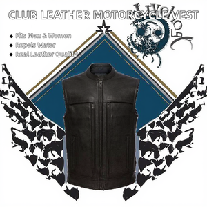 Chaleco de Motociclista Personalizado, Unisex, Cuello Alto, Cuero Genuino, Transpirable, Impermeable, Chaqueta de Otoño - Product Image 2