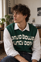 Gilet en tricot personnalisé avec motif graphique, col en V, sans manches, pull décontracté, style preppy