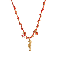Collar de Cuerda Trenzada de Cobre Chapado en Oro con Colgante de Océano, Diseño Colorido, Joyería Hecha a Mano, Personalizada y Moderna, Regalo