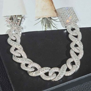 สร้อยข้อมือคิวบันลิงค์ประดับเพชรโมอิสซาไนต์ทรงกลมแบบ Iced Out สำหรับทุกเพศ ทำจากเงินแท้ 925 เครื่องประดับคุณภาพสูง สไตล์ฮิปฮอป เหมาะเป็นของขวัญสำหรับคนรัก - Product Image 5