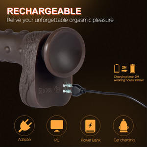 Klitoris stimulation Freisprech-Dildo maschinen 8,66 Zoll Realistische Silikon-Spiked Big Black Saugnapf Schub vibrations dildo - Product Image 6