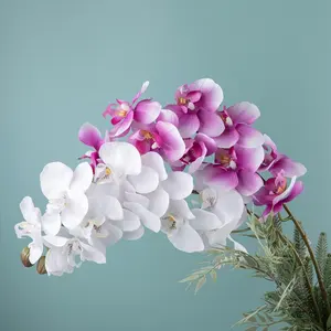11 головок, белый искусственный цветок фалаенопсиса, настоящая на ощупь бабочка, Орхидея, цветок, латексные орхидеи для домашней свадьбы