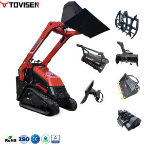 TOVISEN V1000 Mini Skid Steer Loader Diesel Orugas Hidraulica Alto Flujo Mulcher Forestal - Product Image 1