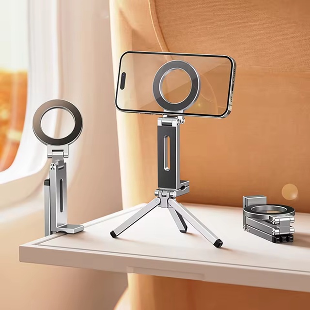 Magnetic Tripod 360 Adjustable Clip Folding Mini Phone Stand with Flexible Design for Desk Use Portable Alloy Mount for