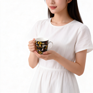 Taza de Café de Cerámica de 11 oz con Diseño de Puntos Verdes, con Cuchara, Apta <span class=keywords><strong>para</strong></span> Microondas y Lavavajillas, Decoración <span class=keywords><strong>para</strong></span> el Hogar y el Jardín - Product Image 6