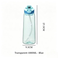 Bouteille anti-fuite en Tritan+PP avec couvercle à clapet, compatible lave-vaisselle, idéale pour la salle de sport, les activités de plein air, l'école et le parc