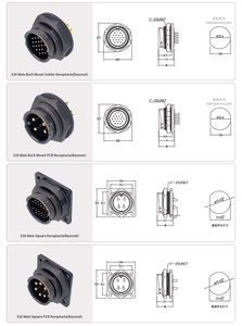 Conector de Aviación E16, Montaje Trasero de Bayoneta, Receptáculo Cuadrado para PCB, Macho y Hembra, 2 3 4 5 6 7 18 20 21 22 pines - Product Image 3