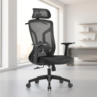 Chaise de bureau ergonomique pivotante en maille avec dossier haut et base en nylon, design moderne KMJ