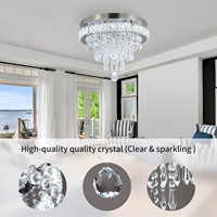 Plafonniers LED en cristal de luxe modernes, design européen, finition chromée IP66 pour salon et chambre à coucher