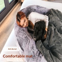 Lit pour chien et chat de luxe moderne pliable, solide et protecteur, extra-large, taille humaine, portable, en tissu, mousse à mémoire de forme, utilisable toutes saisons, surélevé