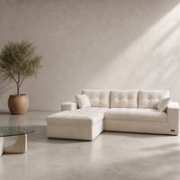 Modernes Luxus L-förmiges Ecksofa Modulares Cremefarbenes Cord-Stoffsofa mit Schwammfüllung Wohnzimmer-Couchgarnitur