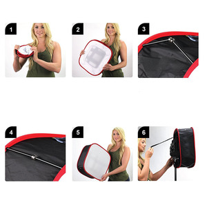Led Softbox Diffuser Red <b>Black</b> <b>Edge</b> Portable Nylon Photography Lighting Accessory With Carry Bag For Studio Photo Shoot - Product Image 3