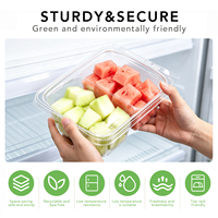 Boîte à fruits en PET inviolable avec couvercle à charnière, 2 compartiments, conteneur alimentaire transparent jetable, vente en gros en vrac, directement de l'usine