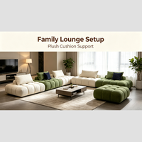 Modernes Modulares Sofa-Set Creme-Grün Farbblock Weich Gepolsterte Wohnzimmermöbel Flexible Kombination Keine Montage Erforderlich