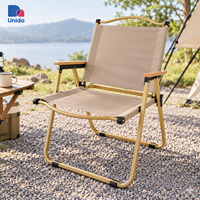Chaise pliante de camping Kermit, chaise pliante portable d'extérieur avec accoudoirs en bois pour le camping, la pêche, le jardin, le pique-nique