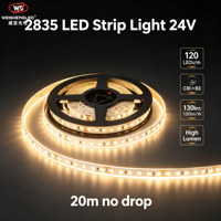 Lampu Strip LED 2835 120leds/m DC24V  Lumen Tinggi Lampu Pita LED Fleksibel 20m Tanpa Kedip Arus Konstan