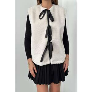 Chaleco de Felpa Color Blanco Hueso para Mujer, 100% Poliéster, Forro Polar, Estilo Abrigo Cálido - Product Image 2