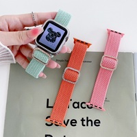 Ensemble 2 en 1 à la mode pour Apple Iwatch série 1 2 3 4 5 6 SE bracelet à boucle en diamant PC bracelet de montre en Nylon réglable + étui