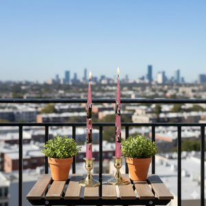 Hand-Painted <b>Pink</b> WAXWARE <b>Taper</b> <b>Candles</b> Elegant Holiday Table Dcor for Valentine's Day & Birthdays (Set of 2) - Product Image 3