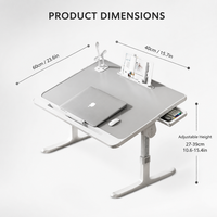 Table de chevet pliable AOR L2 à hauteur réglable et bureau d'étude avec surface en bois MDF pour usage domestique ou au bureau