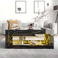 Table basse LED créative de luxe pour la maison, table basse de salon avec éclairage d'ambiance et rangement