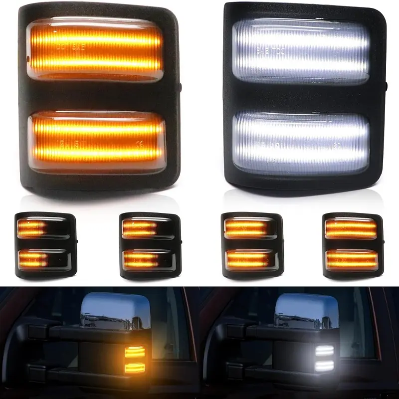 two rows LED Switchback Side Mirror Marker Turn Signal Lights for 2008-2016 Ford F250 F350 F450 F550 Super Duty