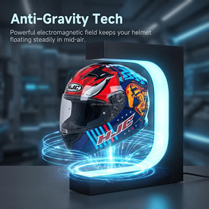 Support d'affichage de casque à lévitation magnétique, capacité de charge <span class=keywords><strong>1</strong></span>-2 kg, rotation flottante sans fil avec lumière, présentoir de casque de moto - Product Image 3