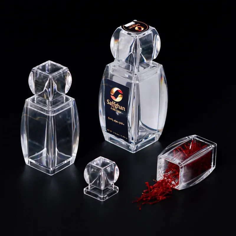 1g 2g 3g 5g 10g transparente Acryl gläser für die Verpackung von Safran quadrat flaschen