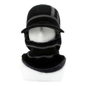 Men's Knitted Winter Hat With Neck Protector Fleece Lined Warm Fisherman Style Cap Burgundy Black - Product Image 2