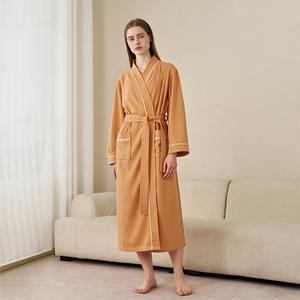 Peignoir en molleton pour hôtel et spa, vente en gros toute l'été, hommes, femmes, couples, manches longues, léger, peignoir gaufré unisexe, pyjama, logo personnalisé - Product Image 5