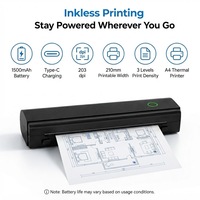 Imprimante thermique A4 Imprimante portable sans fil pour l'impression de documents de bureau pour les petites entreprises
