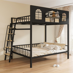 2025 High-<strong>End</strong> King/Single Loft <strong>Bed</strong> Modern Simple Iron Design Space-Saving Lower Table for Small Apartments Internet Metal - Product Image 4