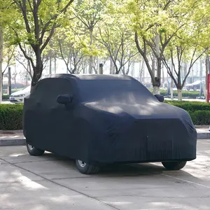 Kustom model LOGO SUV Supercar bernapas kain bahan elastis peregangan pameran dalam ruangan penuh penutup mobil