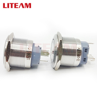 Interruptor de Botón Pulsador Antivandálico de Acero Inoxidable de 25 mm, LED Momentáneo con Bloqueo Automático, 12 V, Impermeable, Encendido/Apagado, Interruptores de Botón Pulsador Metálicos